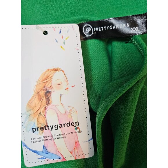 Elegant Green One-Shoulder Midi Dress Front Slit Womens Cocktail/Evening XXL - Picture 9 of 15